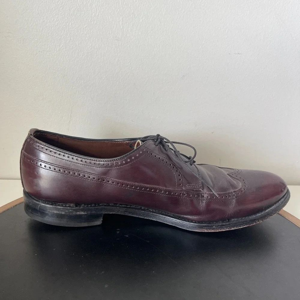 Allen Edmonds McAllister Men 10.5 B Wingtip Oxford Burgundy Shoes Quiet Luxury